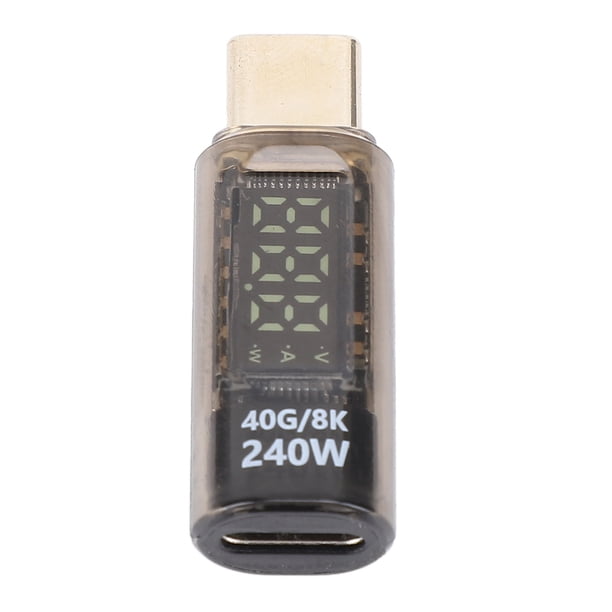 Adaptador De Extensión Tipo C, PD 240W Pantalla Digital De Carga Adaptador USB C Detección De Potencia De Voltios De Corriente 8K USB 4.0 Para Múltiples Dispositivos