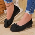 thumbnail image 4 of ZACPNCV Womens Plus Size Suede Wedge Flats Round Toe Bow Design Comfort Casual Shoes Summer, 4 of 9