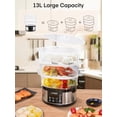 thumbnail image 2 of Electric Food Steamer 13.7QT with 3 Stackable Tiers,  Vegetable Steamer Pot, 800W Fast Cooking with Timer for Rice Seafood Veggies, 2 of 8