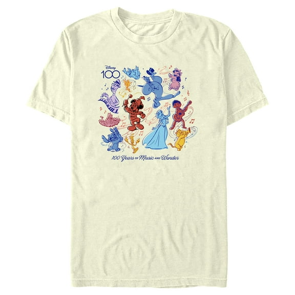 Men's Disney Character Sketches 100 Years of Music and Wonder Graphic Tee Beige 3X Large