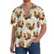 thumbnail image 1 of Balery Colorful Roosters Camisa Casual de Manga Corta con Botones para Hombre, Texturizada, Estilo Cubano, para Playa, Verano-Medium, 1 of 5