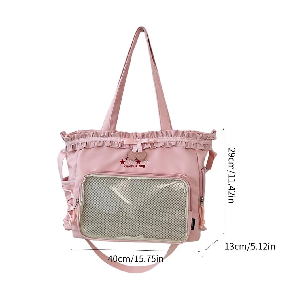 Giaone Lovely Ita Bag Large Capacity Shoulder Bag Ruched Lace Bows Crossbody Bag