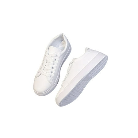 

Sanviglor Womens Sneakers Comfort Flats Lace Up Walking Shoes Work Lightweight Casual Skate Shoe Non-Slip White 6.5
