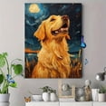 thumbnail image 4 of Qisvanset Framed Canvas Wall Art 12x16 Inch Moonlight Golden Retriever Pet Night Scene Wall Art, 4 of 5