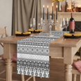 thumbnail image 2 of Table Runners 72 Inches Long Dress Scarves, Grey White Boho Farmhouse Kitchen Table Runner, Coffee Tablerunners, Vintage Ethnic Tribe Abstract Art 14x72 Inch, 2 of 9