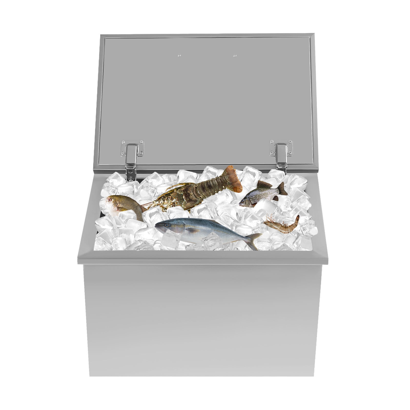 30L Drop In Ice Chest Bin Ice Chest Cooler 304 Stainless w/Lid & Drain 20*14*13inch for Parties, Bars, Kitchens