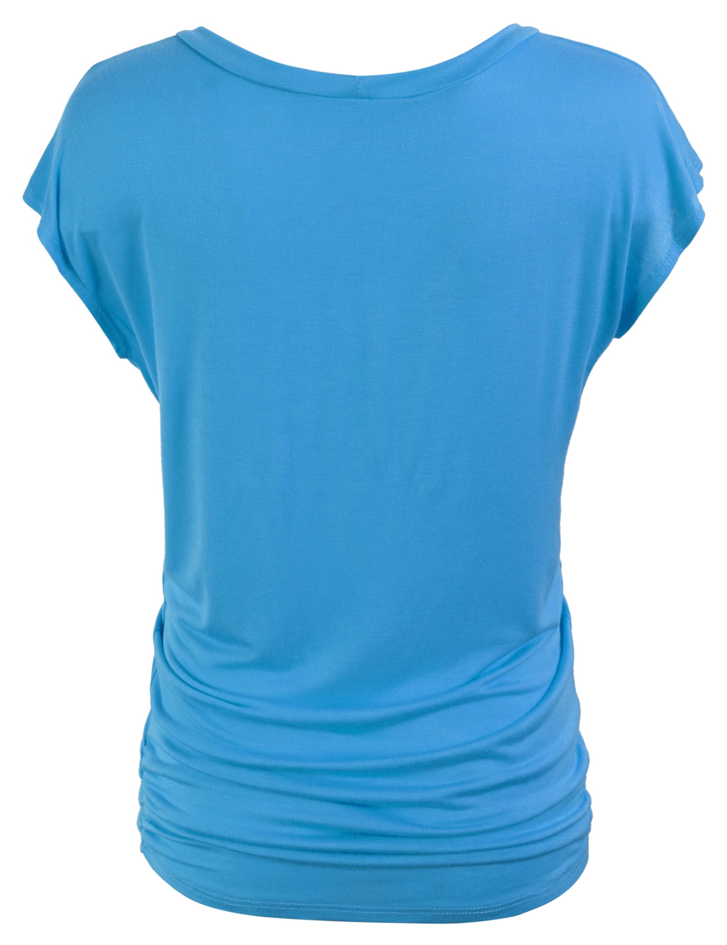 Womens Short Sleeve Solid Basic Tunic Top Tee with Side Shirring - image 3
