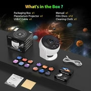 Galaxy Projector for Bedroom Pro Version, Upgraded Film Disc Star Projector for Kid 12 in 1 Planetarium Projector HD Image Adjustable Knob 360° Rotating 1/2h Timer Simple 4-Button Control