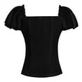 thumbnail image 3 of Kaemgyyd Renaissance Shirts for Women Summer Ruffle Short Sleeve Square Neck Corset Top Blouse Vintage Party Clubwear, 3 of 4