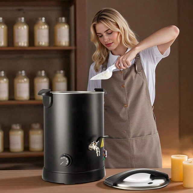 Wax Melter For Candle Making, 5.3 Qts, Fast And Even Heating, With Easy Pour Spout And Temperature Control, Hourglass Base For Non-Stick Smooth Flow, Wax Melting Pot For Making Candles Soaps