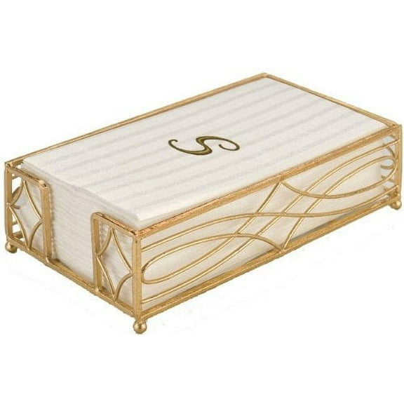 Boston International Guest Towel Caddy with Gold Leaf Wave Design