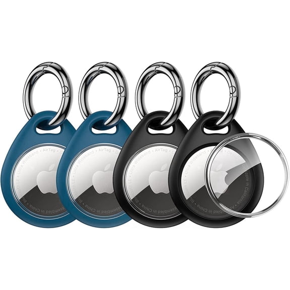 UNBREAKcable 4 Pack AirTag Case Keychain Air Tag Holder TPU AirTags Key Ring Cases Tags Chain Apple Finder Tracker Accessories for Collar Strap/Keys/Bags