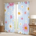 thumbnail image 2 of Feelyou Dreamy Blue Floral Curtains Pack of 2 (42x84 Each), Kawaii Daisy Groovy Flower Curtains Blackout, Dreamy Princess Style Bedroom Curtains, Window Curtains Decor, 2 of 6
