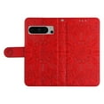 thumbnail image 5 of SaniMore for Google Pixel 8 Pro Wallet Case, Shockproof PU Leather Stand Cover with Card Slot Flip Kickstand Embossed Flower Magnetic Clasp Wrist Strap for Google Pixel 8 Pro, Red, 5 of 9