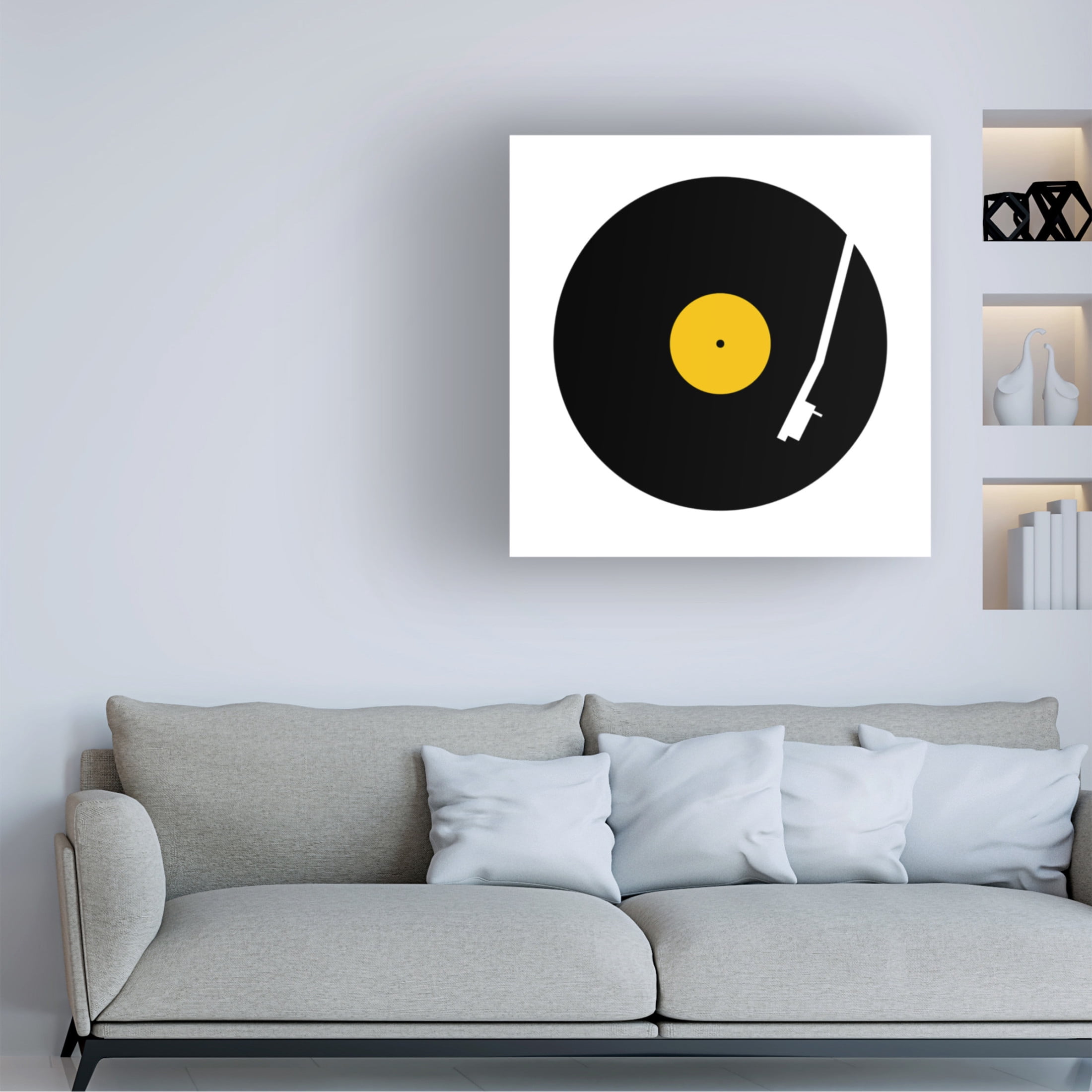 Canvas Wall Art - Tom Quartermaine 'Yellow Abstract Vinyl Square' Wall Art for Living Room, Bedroom, or Office Décor by Trademark Fine Art - 24 x 24 Inches
