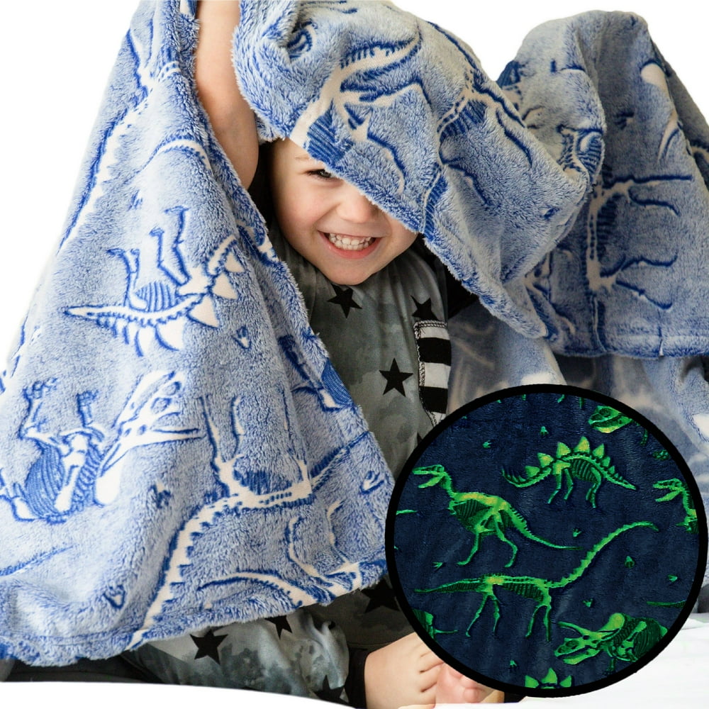 Dinosaur Blanket Glow in the Dark Luminous Dino Blanket for Kids Soft