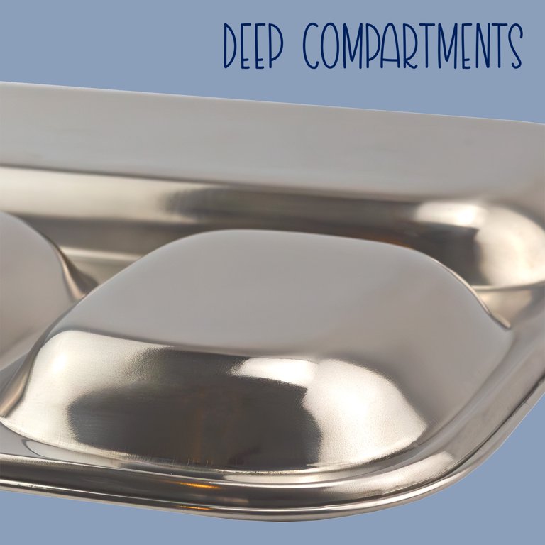 Stainless Steel Divided Canteen Plates Kids Camping Compartment