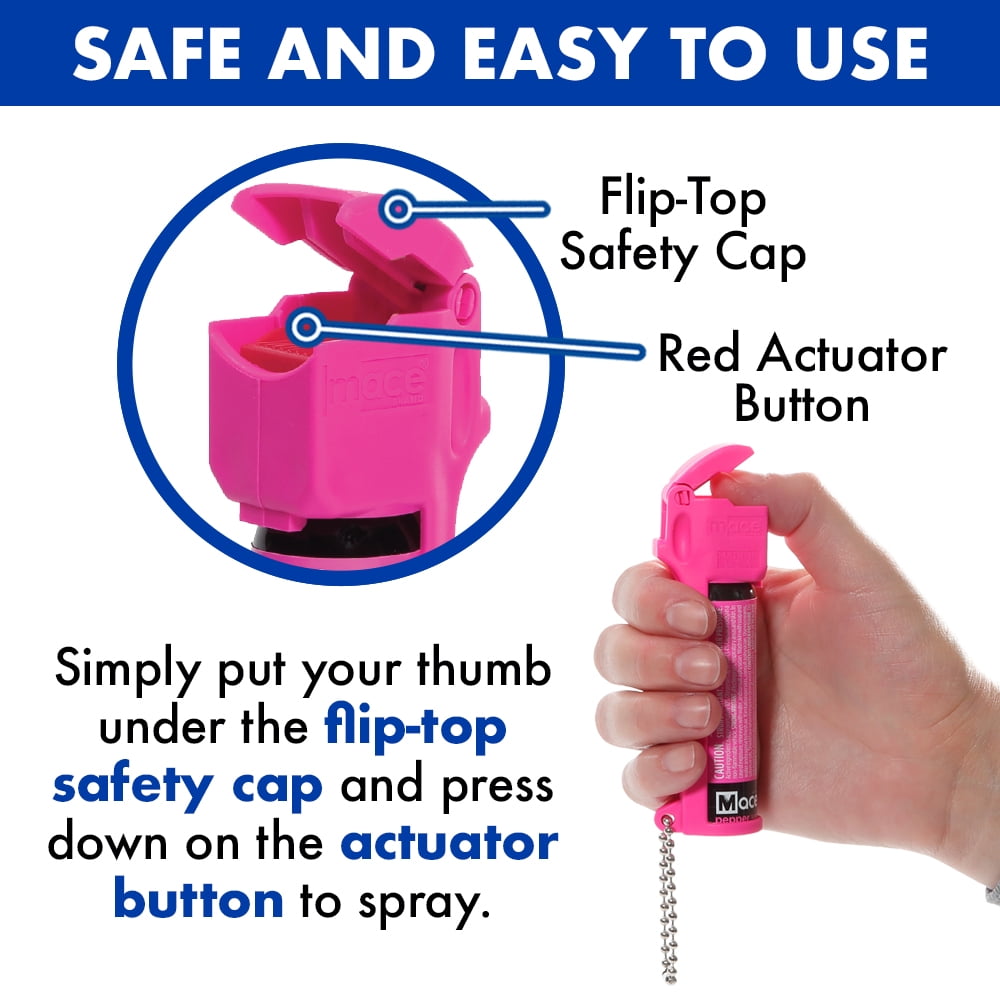 Mace Brand PepperGuard Pepper Spray - Pink - Police Strength OC Pepper Formula, UV Detection Dye