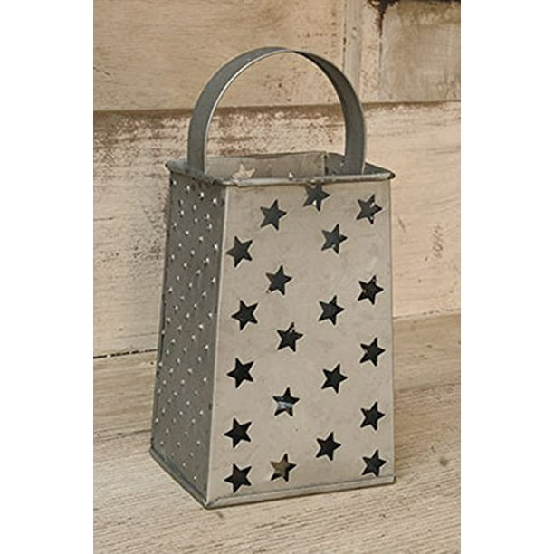 punched tin star grater votive candle holder 8" primitive country