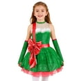 thumbnail image 2 of iiniim Christmas Dance for Girls Santa Claus Cosplay Party Figure Ice Skating Tutu Dress with Oversleeves Green 14, 2 of 7