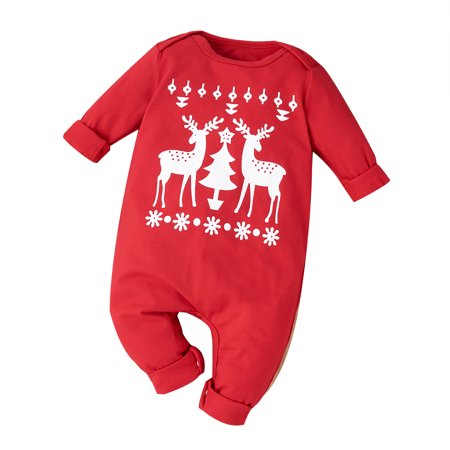 

Newborn Infant Baby Boy Girl Romper Christmas Outfits Long Sleeves Jumpsuit Cartoon Print Fall Winter Clothes 0-18 Months