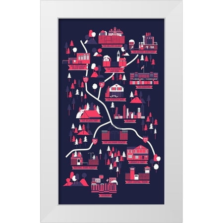 Farkas Robert 20×32 White Modern Wood Framed Museum Art Print Titled – The Walking Dead Map
