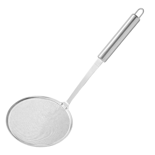 CaiYueKe Stainless Steel Fine Mesh Skimmer Spoon Slotted Ladle Kitchen Utensil for Frying Strainer Fat Oil Remover Soup Scoop Cooking Tool with Long Handle Durable