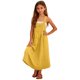 thumbnail image 2 of Vestido largo con tirantes desmontables y bolsillos sueltos de color liso para niñas, 2 of 9