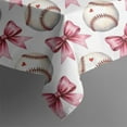thumbnail image 5 of Pink Baseballs and Bows Pattern Square Tablecloth,Waterproof Square Table Cover,Wipeable Spillproof Washable Table Cover for Home Kitchen Party Decor 60"x60"(152x152cm), 5 of 6