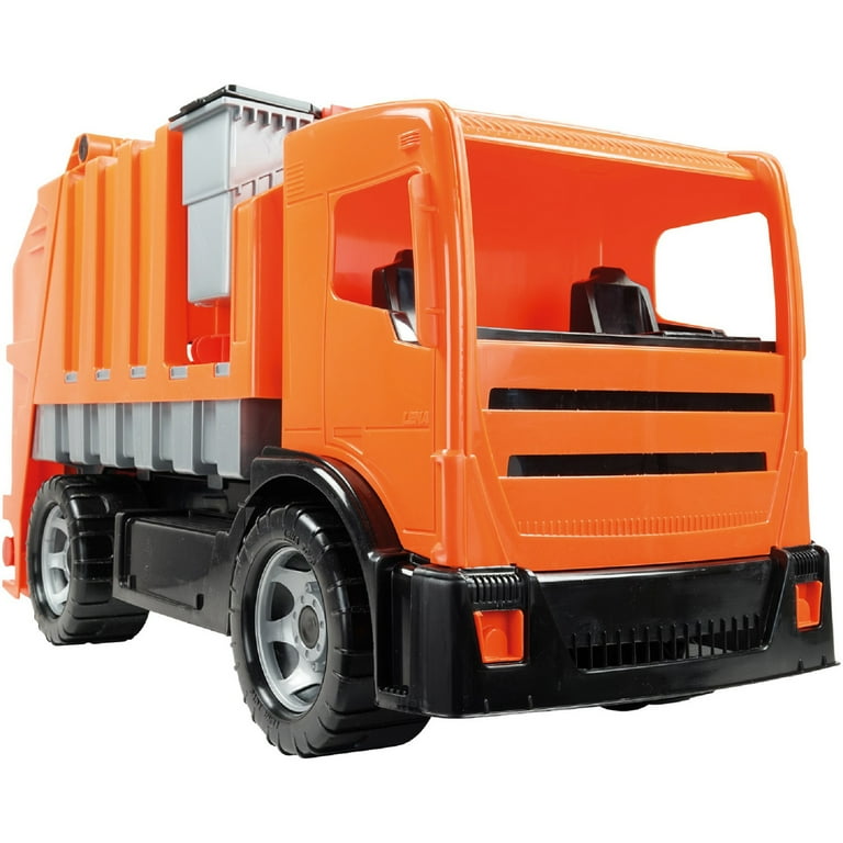Lena Powerful and Giant Orange Garbage Truck Toys for Kids Manually Operated and Easy Dumping