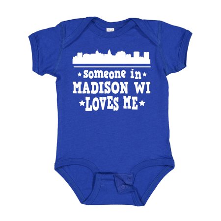 

Inktastic Madison Wisconsin Someone Loves Me Skyline Gift Baby Boy or Baby Girl Bodysuit