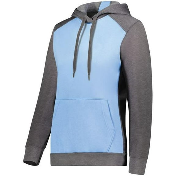 Augusta Sportswear 6867.20V.XS Ladies Three-Season Fleece Pullover Hoodie, Columbia Blue & Carbon Heather - Extra Small