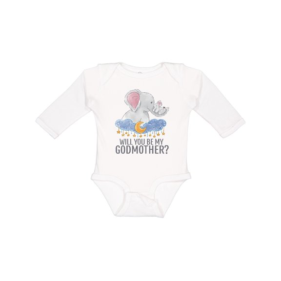 Inktastic Will You Be My Godmother? Boys or Girls Long Sleeve Baby Bodysuit