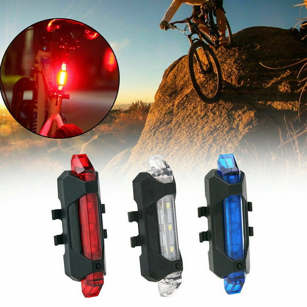 USB 5 LED Rechargeable Bicycle Bike Tail Light Rear Lamp Safety Cycling Warning