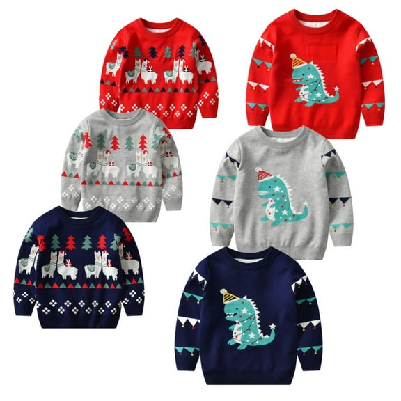 Toddler Boys Girls Sweaters, Esho Christmas Kids Crewneck Knitted Sweatshirts Pullover Tops 12M-6T