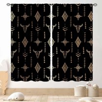 Western Blackout Curtains, Southwest Tribal Aztec Bull Skull Cowboy Theme Rustic Rural Western Boho Curtains for Bedroom Living Room Kitchen Farmhouse Decor Drapery Treatments 2 Panels, 42"x63" Inch