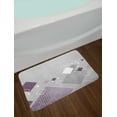 thumbnail image 2 of Abstract Bath Mat, Geometric Composition with Different Colored Squares Striped Dotted Rhombus, Non-Slip Plush Mat Bathroom Kitchen Laundry Room Decor, 29.5 X 17.5 Inches, Grey Purple White, Ambesonne, 2 of 2