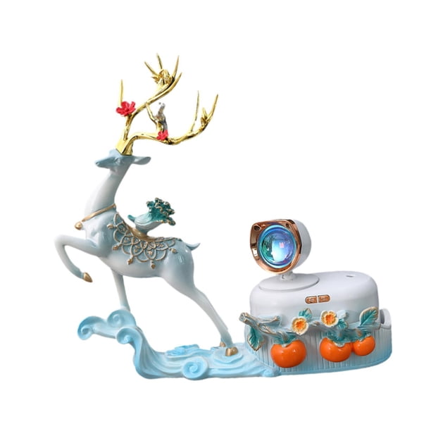 Humidificador de aire, escultura de alce práctica para estantería, dormitorio y mesa. Gris azul