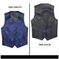 thumbnail image 3 of HISDERN Men 3 Piece Vest Set, with Tie and Pocket Square Paisley Waistcoat Navy Blue Suit Vest 3XL, 3 of 7