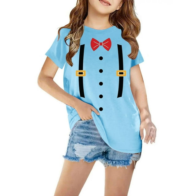 Penkiiy T-Shirts Garçons Filles T-Shirts Graphiques Imprimés 3D T-Shirts Col Rond Manches Courtes pour Enfants 3 Ans Bleu
