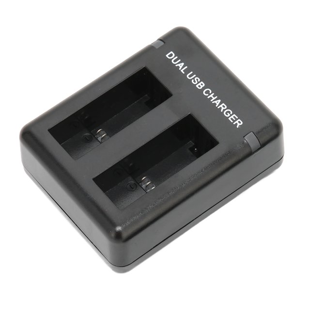 Cargador De Batería De Doble Cámara, Negro Cargador De Batería De Doble Ranura De Alta Eficiencia Protección De Seguridad Rápido USB Plug And Play Para Batería De Cámara
