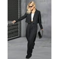 thumbnail image 5 of Women'S 2 Piece Casual Outfits Cropped Blazer Jackets High Waisted Wide Leg Work Pants Suit Set Black L, 5 of 10