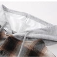 thumbnail image 4 of Sevevn Men's Plaid Flannel Shirt Hooded Jacket Long Sleeve Button Dual Pocket Loose Casual Fall Shacket Outerwear Coat Khaki 4XL, 4 of 8