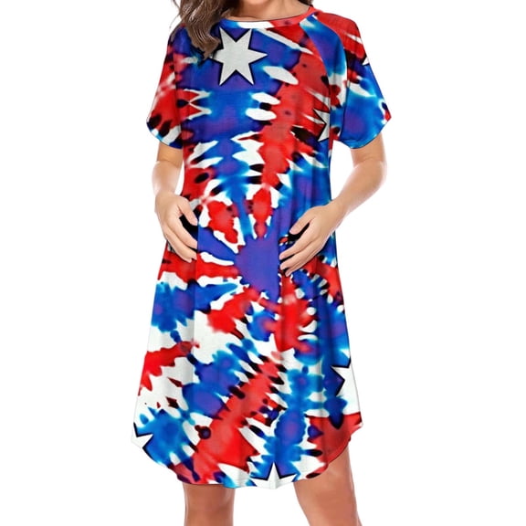 Jamicy Casual Maternity Dress for Women Nursing Pregnant Side Zippered Breastfeeding Short Sleeved Round Neck Dress Pregnancy Women Casual Pajamas
