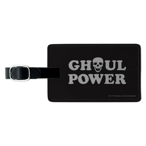 Ghoul Power Skull Girl Funny Humor Rectangle Leather Luggage Card Suitcase Carry-On ID Tag