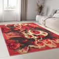 thumbnail image 3 of Area Rugs Plant Rose Woman Skull Shape 3 x 4 ft Non Slip Washable Living Room Carpet, Printed Low-Pile Water-Resistant Rug Red, for Living Room Bedroom Kitchen, Runner Home Decor Area Rug, 3 of 7