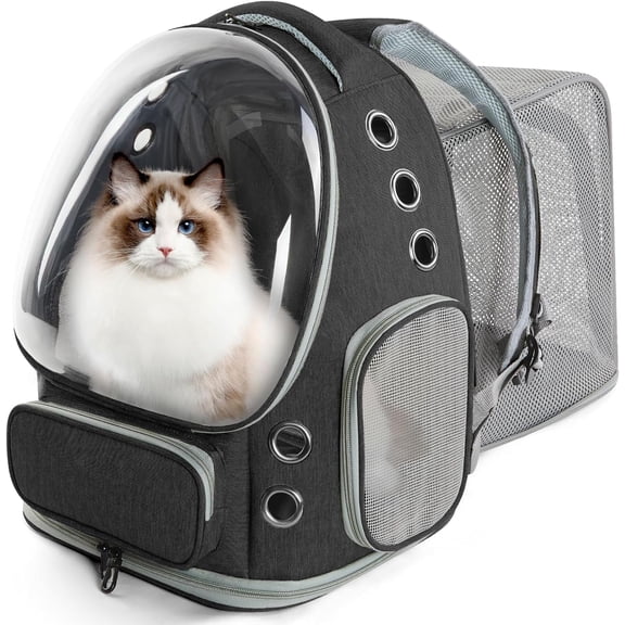 Cat Backpack Carrier, Bubble Expandable Cat Carrier for Cats or Small Dogs up to 15lbs, Airline-Approved, Large Space & Breathable Pet Backpack for Traveling, Hiking