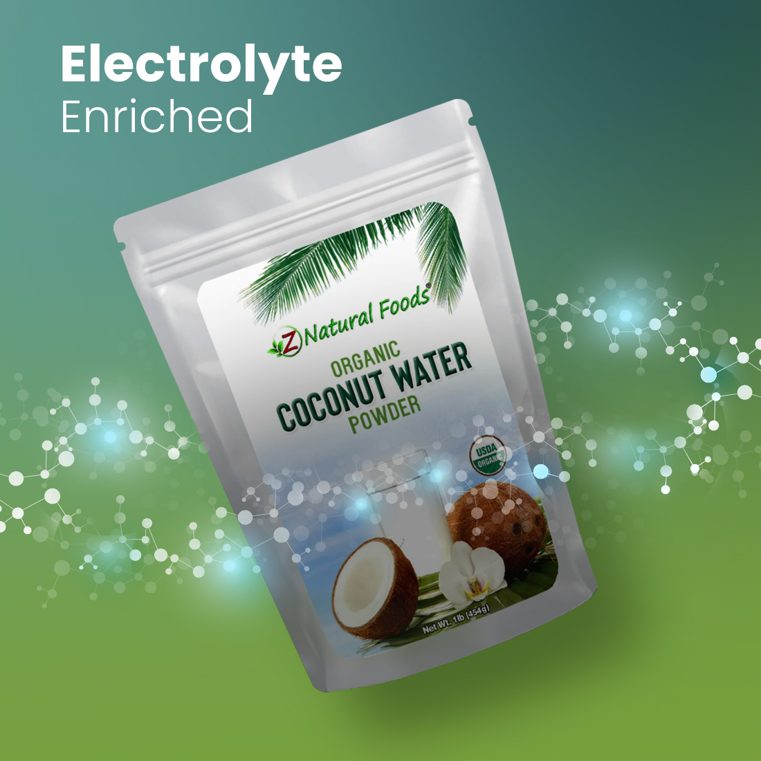Z Natural Foods Organic Coconut Water Powder, Energy and Electrolyte, Sweet and Delicious, Perfect Pre or Post Workout Drink Mix, Vegan, Gluten-Free, Non-GMO, Kosher, 1 lb