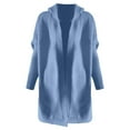 thumbnail image 2 of Dyfzdhu Cardigan Sweaters for Women Hooded Long Sleeve Casual Loose Batwing Sleeve Knit Sweater Coat Blue, 2 of 4