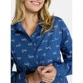 thumbnail image 4 of No Boundaries Sleepwear Woven Cotton Button-Down Shirt, Women's XS-XXL, 4 of 5